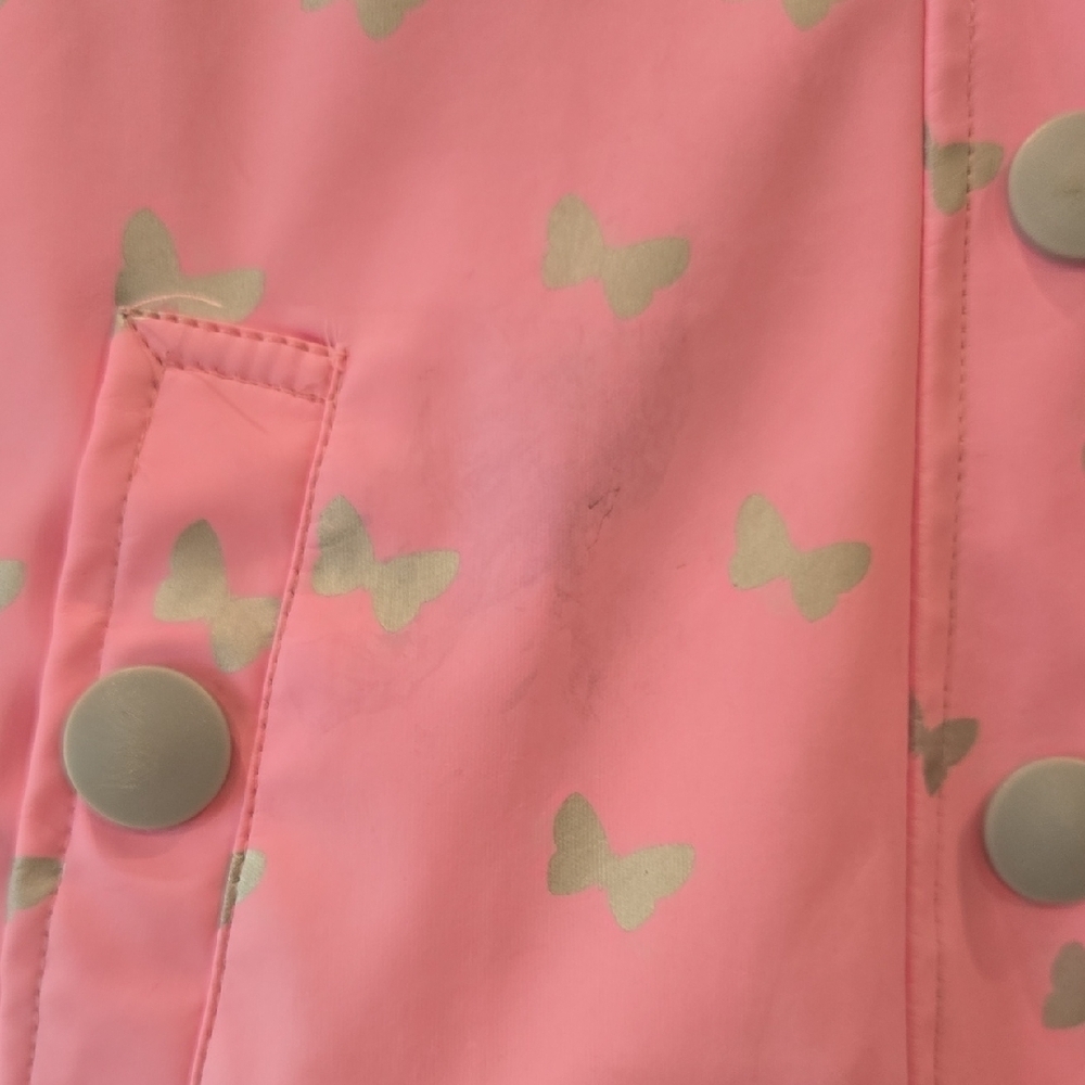 Hatley Pink Butterfly Raincoat for Kids, GUC, Rainy Weather Warm Durable, 3T - Picture 5 of 12